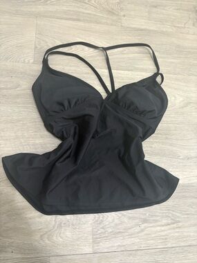 Time and Tru Black Swim Top with Adjustable Straps